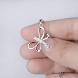 Fashion Jewelry Lovely Dragonfly Shaped Pendant Necklace 925 Sterling Silver