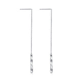 simple Bar Hanging Earrings Long Chain Silver Ear Line Earrings