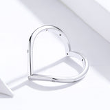 S925 sterling silver heart ring white gold plated zircon ring