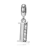 Number One Cubic Zirconia Charms Jewelry Math Number Beads