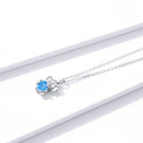 Ocean Blue Heart CZ Elephant Pendant Necklace for Women 925 Sterling Silver Luxury Animal Silver Jewelry Collar