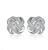 Silver Love Knot CZ Stud Earrings