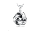Silver Textured Love Knot Pendant Necklace 