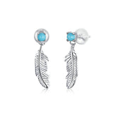 925 Sterling Silver Exquisite Feather Drop Earrings Precious Jewelry For Women