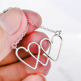 Cute Linked Heart Silver Line Wire Bracelet Wholesale Chain Jewelry