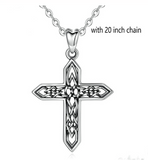 Sterling Silver Cross Pendant Celtics Knot Necklace Vintage Cross Charm religion Faith jewelry Gift for Women Man