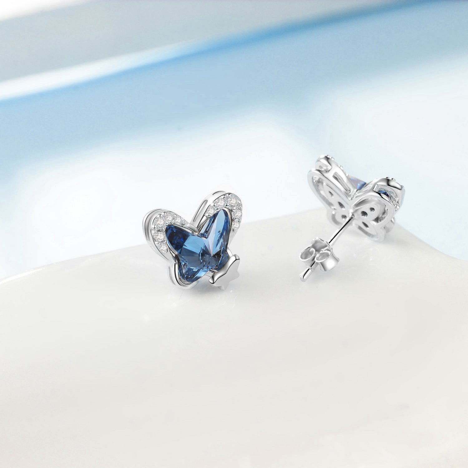 Butterfly Earrings Blue zircon Fashion Earrings Around Gemstone Design