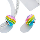 925 Sterling Silver Colorful Egg Charm Fit DIY Bracelet Precious Jewelry For Women