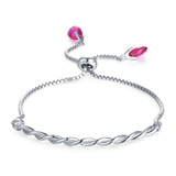 Purple Created Ruby Infinity Adjustable Bangle Bracelet 