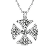 Cross Celtic knot sterling silver necklace pendant  Vintage oxidized jewelry