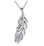 Branch of Tree Leaves Clear CZ Pendant Necklaces