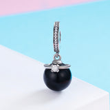 925 sterling silver zirconia black shell Pearl distinguished temperament Charms