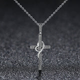 S925 Sterling Silver Love Faith Necklace Oxidized Zircon Pendant Necklace