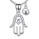 Hamsa Hand Necklace Praying Hands Necklace Hip Hop Jewelry Rhodium Plated