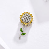 S925 sterling silver  white gold plated & gold plated zircon sunflower charms
