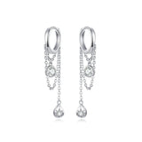 Drop Round Geometric Chain Dangle Earrings for girlfriend Sterling Silver  Fashion Jewelry