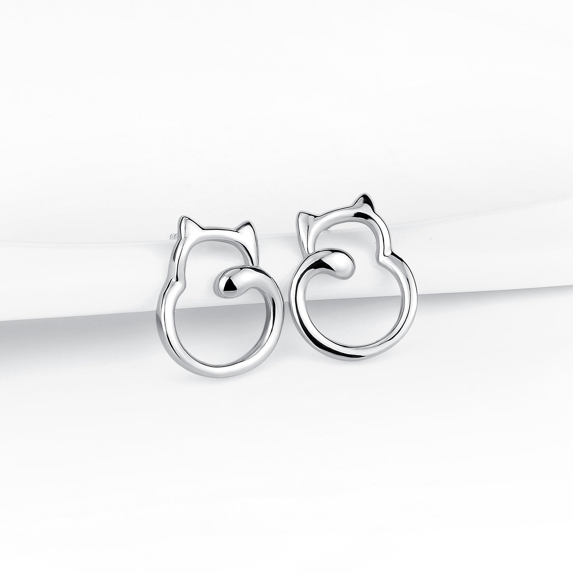 Cat Silver Shape Earrings Cheap Price Women's Charm Fashion Earrings