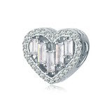 Silver Dazzling Clear CZ Heart Charms