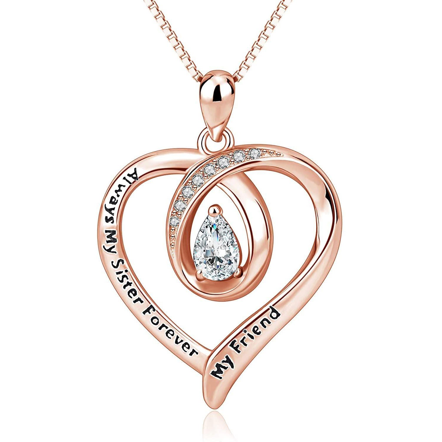 Pure Silver Rose Gold Necklace for Sister