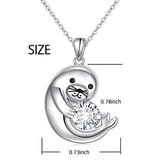 925 Sterling Silver Cubic Zirconia Cute Polar Sea Animal Seal Pendant Necklace for Women Teen Girls Birthday Gifts