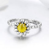 S925 Sterling Silver Daisy Ring Oxidized Zircon Ring