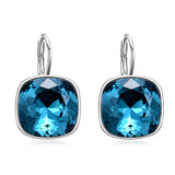 Square Earrings Gemstone Crystal Drop Bright Temperament Silver Earrings