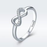S925 Sterling Silver Charm Infinity Ring White Gold Plated Zircon Infinity Ring