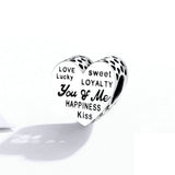 925 Sterling Silver Beautiful Heart Beads Charm Precious Jewelry For Women