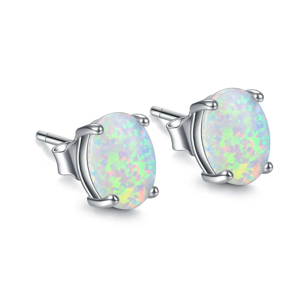 New Jewellery Fashion Oval Opal Stone Earrings Silver Design