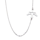 Birds Hollow Engraved Necklace Chain Silver Design Necklace