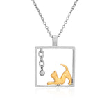 Romantic 925 Sterling Silver Women Necklace Lovely Cat Necklace For Lover Gift