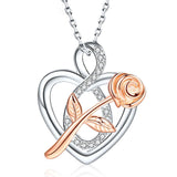 Sparkling Infinity Heart rose necklace