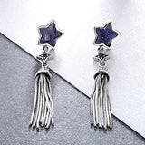 Star Drop Earrings 925 Sterling Silver Night Color Aventurine Stone Bell Tassel Earrings for Women Elegant Fine Jewelry For  Mother's Day