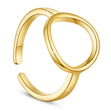Open Ring 925 Sterling Silver 24K Gold/Rose Gold Plated Cuff Rings for Woman,Adjustable