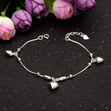 925 Sterling Silver Sweet Love Heart Bead Adjustable Hand Chain Link Bracelet