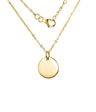 14k yellow Gold Round Circle Pendant Necklace, chain 40-50cm