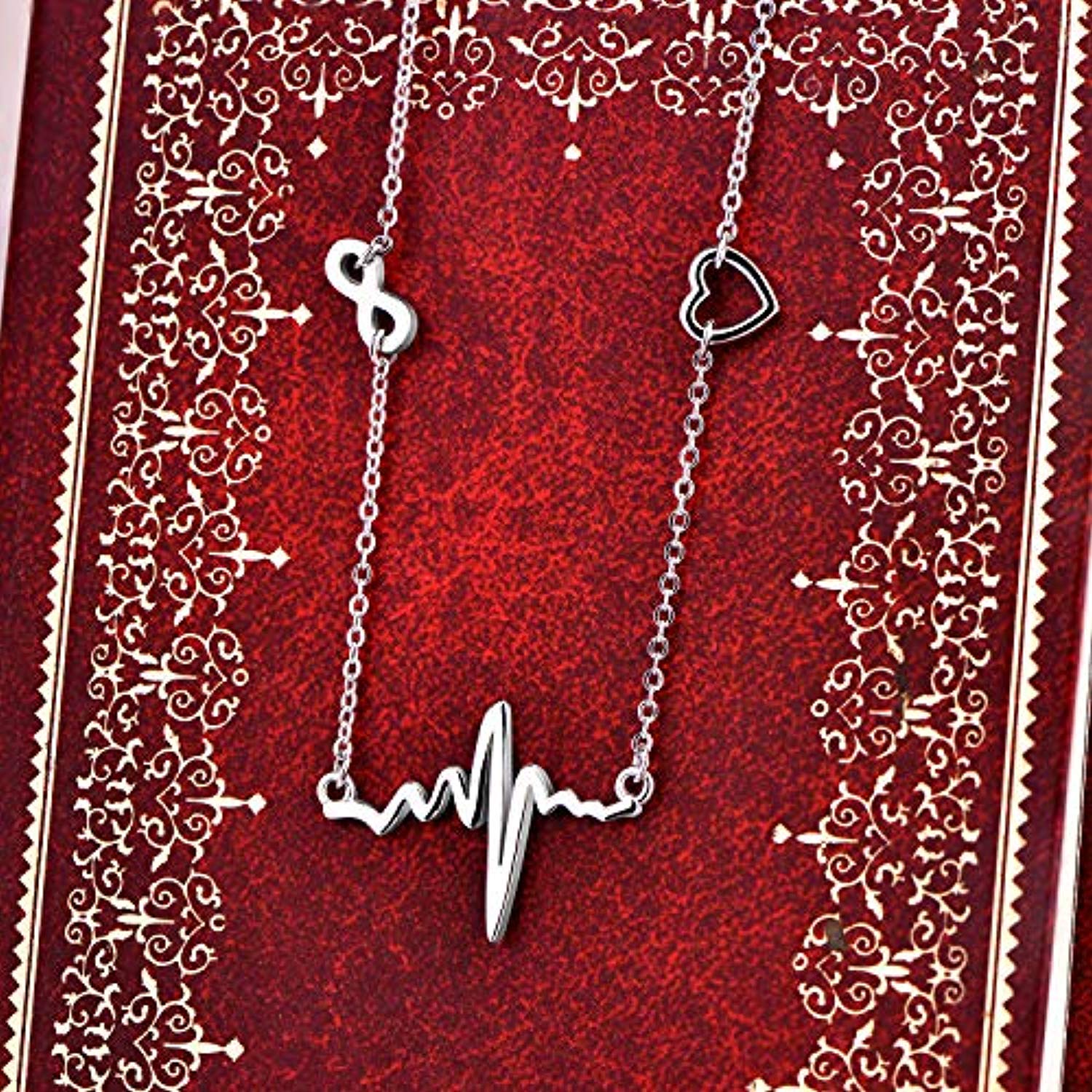 Serotonin Necklace 925 Sterling Silver Heartbeat Pendant Infinity Heart Jewelry