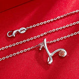 925 Sterling Silver Initial Letter pendant Necklace for Women Cursive Script Name Pendant Jewelry Gift (Letter V)