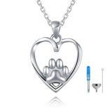 Hollow Heart Paw Print Cremation Jewelry