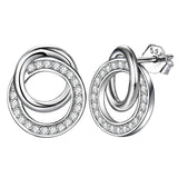 S925 Sterling Silver Creative Micro Inlay Double Ring Korean Earrings Jewelry Cross-Border Exclusive