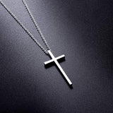 S925 Sterling Silver Classic Cross Inspirational Pendant Necklace for Men