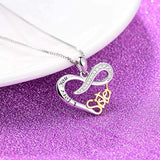 925 Sterling Silver Sister Heart Necklace Love Heart Round Pendant Necklace Gifts Inspirational Jewelry