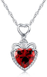 925 Sterling Sliver Heart Shape Cubic Zirconia Pendant Necklace  for Women