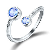925 Sterling Silver Birthstone Adjustable Rings Birth Month Open Rings for Women and Girls