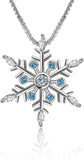 925 Sterling Silver Snowflake Necklace for Women Deep Blue and White Cubic Zirconia Pendent Necklace, Ideal Christmas Necklace Gift for Lover, Families, Friends