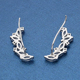 925 Sterling Silver Cubic Zirconia Elegant Ear Cuff Wire Wrap Sweep Hook Earrings Clear 1 Pair