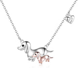 Dog 925 Sterling Silver Love Heart Pendant Necklace