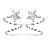 925 Sterling Silver Cubic Zirconia Earrings Moon Star Asymmetry Wrap Earrings Cuff Earrings Hypoallergenic Earrings for Women