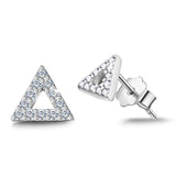 925 Sterling Silver CZ Simulated Diamond Earrings Mini Delta Stud Earrings Cubic Zirconia Hypoallergenic Earrings