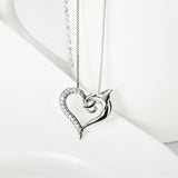 Hot Sale Animal Jewelry Cute Dolphin Heart Shape Necklace Cubic Zirconia Wholesale 925 Sterling Silver